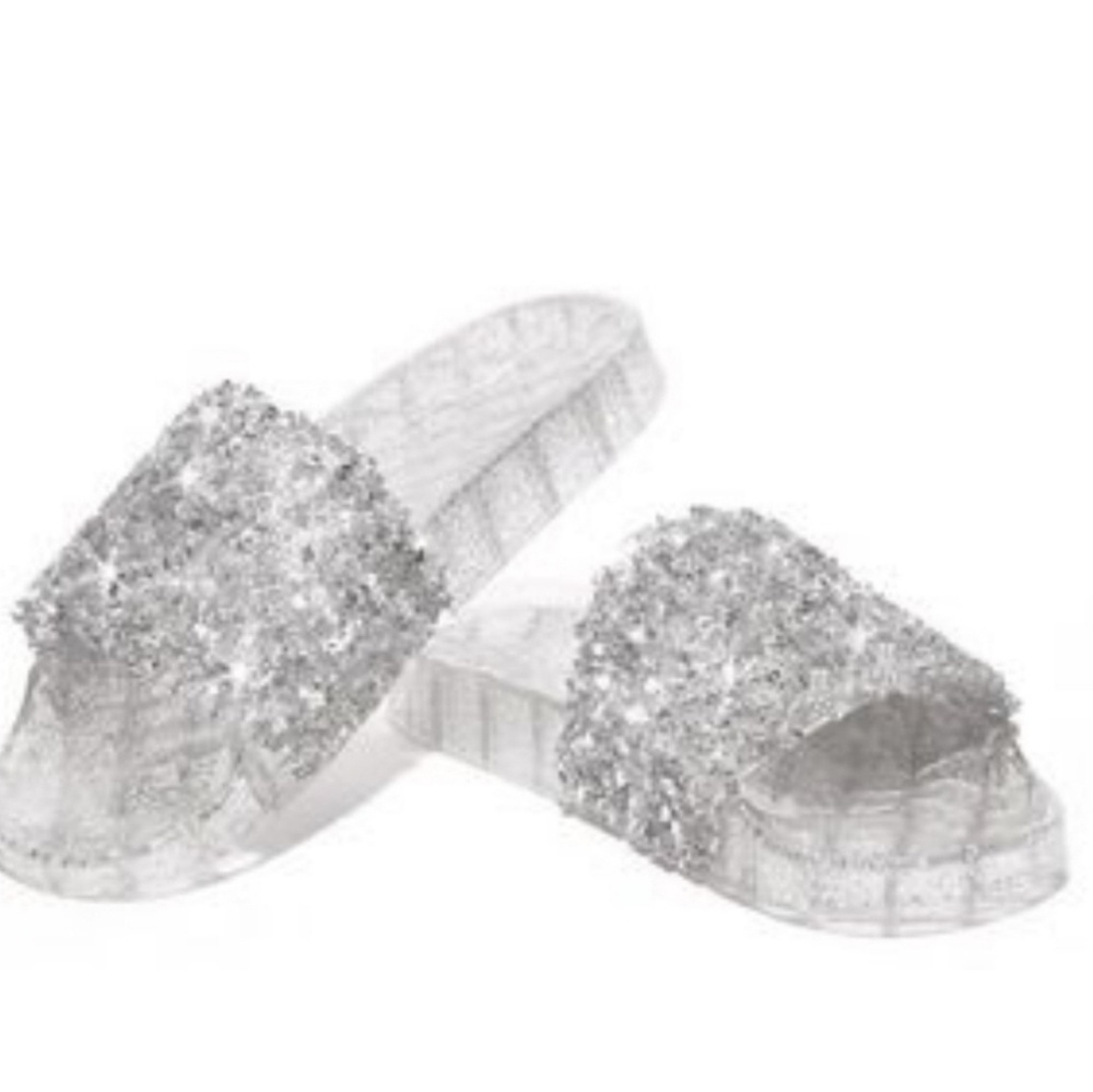 Silver Blinged Out Slides - Picture 2 of 3